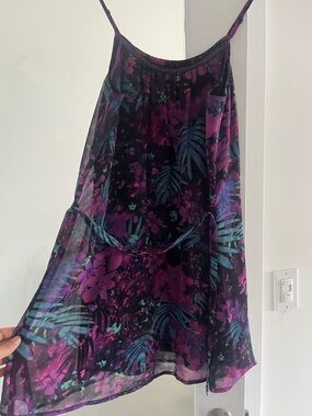 Guess Purple & Teal Floral Mini Slip Dress
